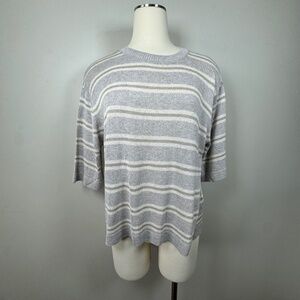 KOTN Gray and White Oversized Striped Short Sleeve Tee XS